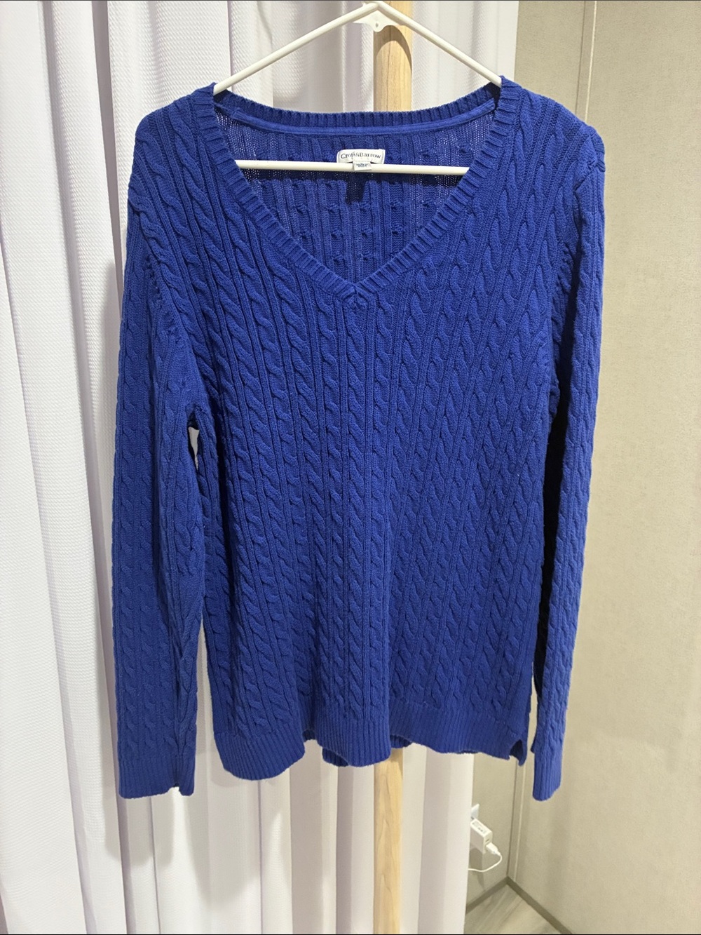 croft & barrow Cobalt Blue Cable V-Neck Sweater
